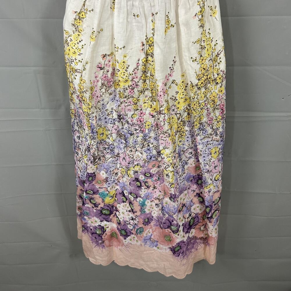 Zimmermann Dress 3 Large Jude Peach Gradient Floral Scalloped Midi Romantic Chic - Picture 9 of 16